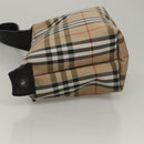 Burberrys Nova Check Hand Bag Nylon Beige Silver Auth mr1169-3