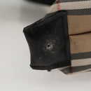 Burberrys Nova Check Hand Bag Nylon Beige Silver Auth mr1169-4