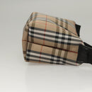 Burberrys Nova Check Hand Bag Nylon Beige Silver Auth mr1169-5