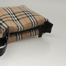 Burberrys Nova Check Hand Bag Nylon Beige Silver Auth mr1169-7