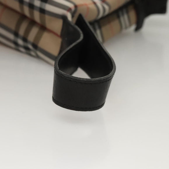 Burberrys Nova Check Hand Bag Nylon Beige Silver Auth mr1169