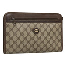 GUCCI GG Supreme Clutch Bag PVC Beige 97 01 037 Auth mr1199-1