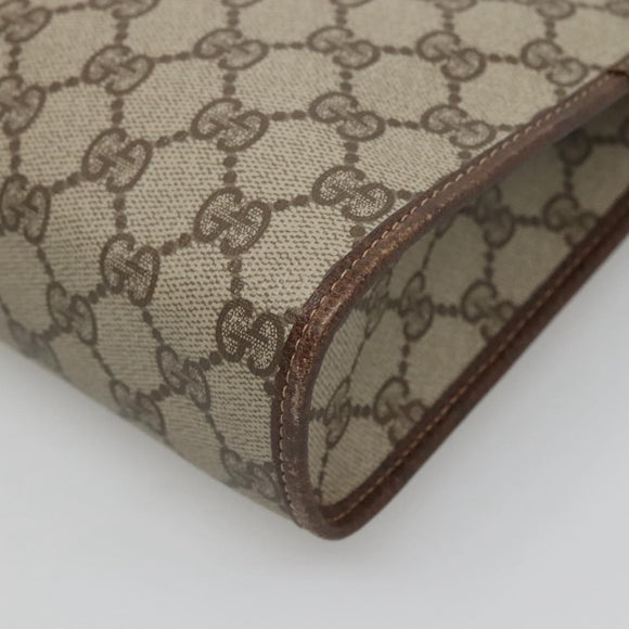GUCCI GG Supreme Clutch Bag PVC Beige 97 01 037 Auth mr1199