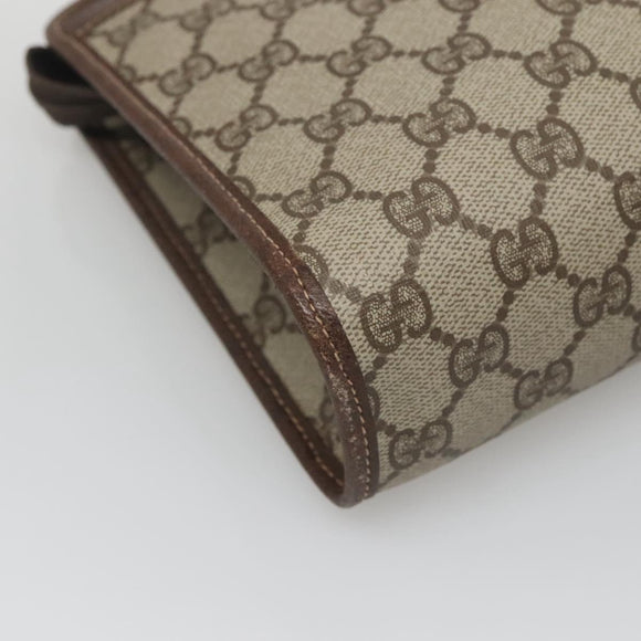 GUCCI GG Supreme Clutch Bag PVC Beige 97 01 037 Auth mr1199