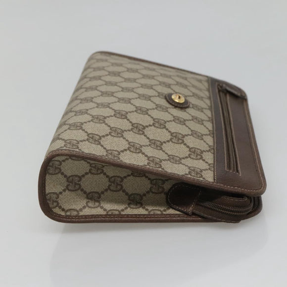 GUCCI GG Supreme Clutch Bag PVC Beige 97 01 037 Auth mr1199