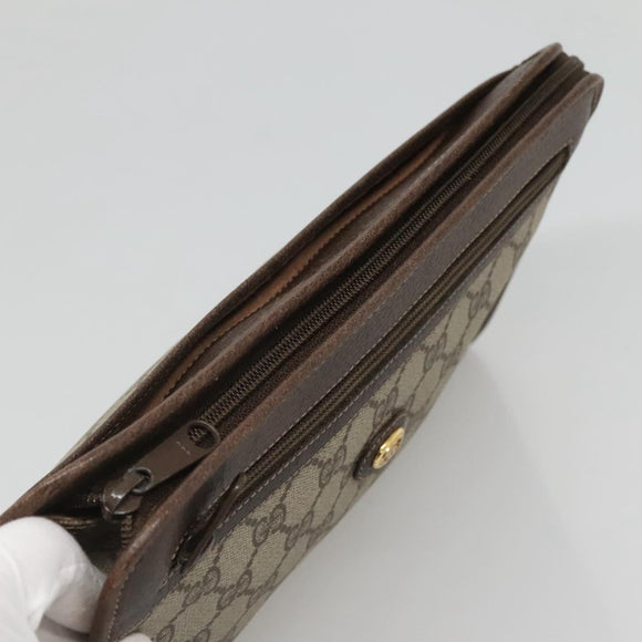 GUCCI GG Supreme Clutch Bag PVC Beige 97 01 037 Auth mr1199