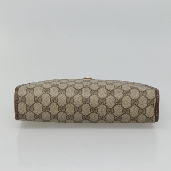 GUCCI GG Supreme Clutch Bag PVC Beige 97 01 037 Auth mr1199