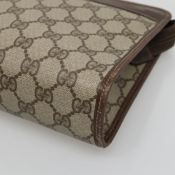 GUCCI GG Supreme Clutch Bag PVC Beige 97 01 037 Auth mr1199