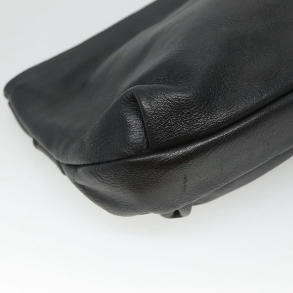 Christian Dior Clutch Bag Leather Black Gold Auth mr1204