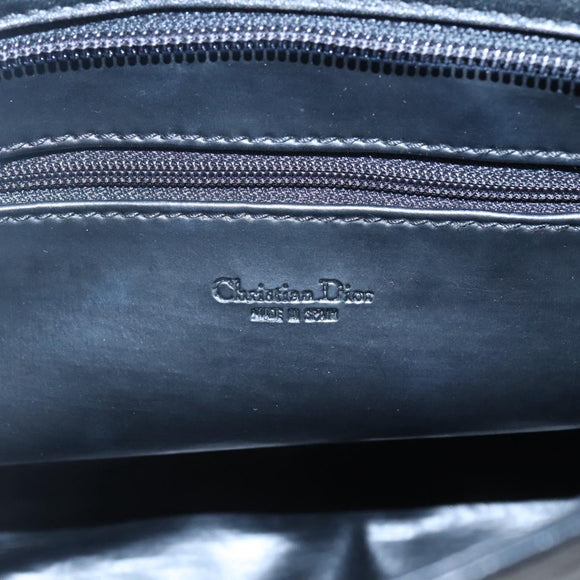 Christian Dior Clutch Bag Leather Black Gold Auth mr1204