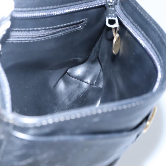 Christian Dior Clutch Bag Leather Black Gold Auth mr1204