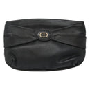 Christian Dior Clutch Bag Leather Black Gold Auth mr1204-13
