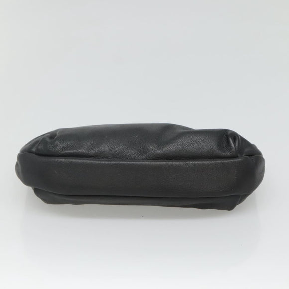 Christian Dior Clutch Bag Leather Black Gold Auth mr1204