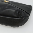 Christian Dior Clutch Bag Leather Black Gold Auth mr1204-7