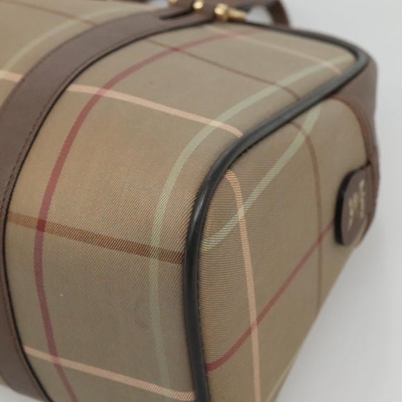 Burberrys Hand Bag Canvas Brown Gold Auth mr1221