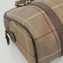 Burberrys Hand Bag Canvas Brown Gold Auth mr1221-14