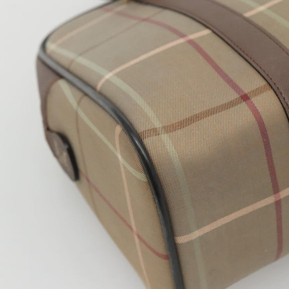 Burberrys Hand Bag Canvas Brown Gold Auth mr1221