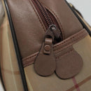 Burberrys Hand Bag Canvas Brown Gold Auth mr1221-18