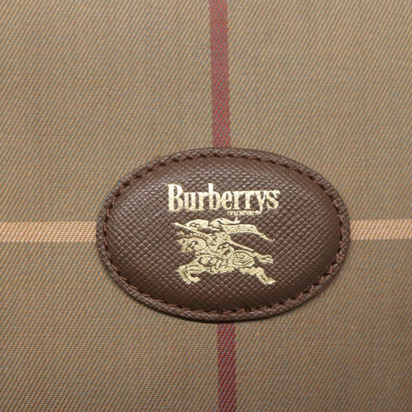 Burberrys Hand Bag Canvas Brown Gold Auth mr1221