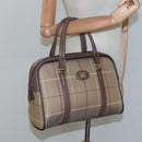 Burberrys Hand Bag Canvas Brown Gold Auth mr1221-22