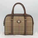 Burberrys Hand Bag Canvas Brown Gold Auth mr1221-12