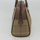 Burberrys Hand Bag Canvas Brown Gold Auth mr1221-3