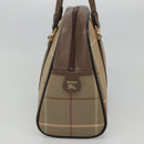 Burberrys Hand Bag Canvas Brown Gold Auth mr1221-4