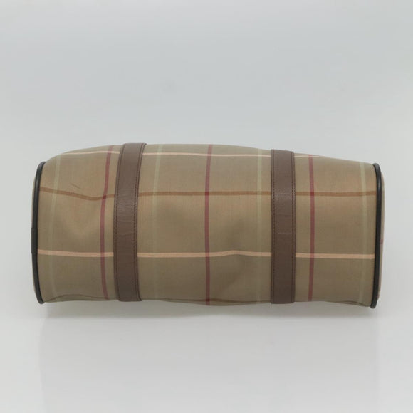 Burberrys Hand Bag Canvas Brown Gold Auth mr1221
