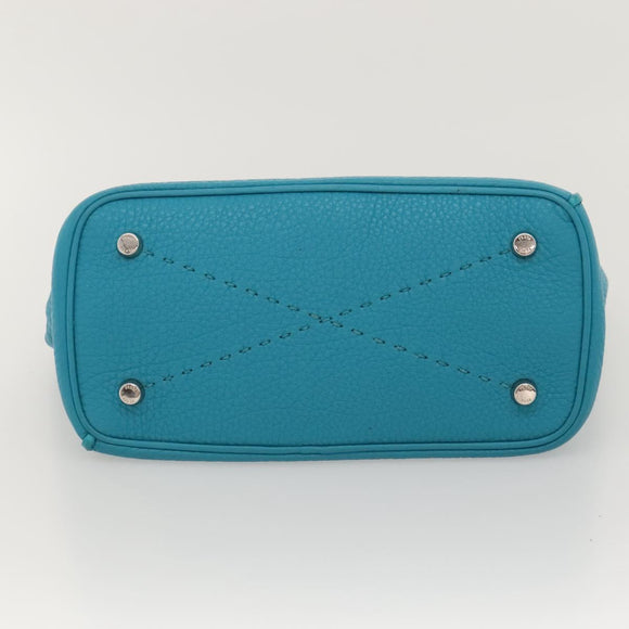 FENDI Anna Schultertasche Leder 2-Wege Türkis Blau Auth mr1226V