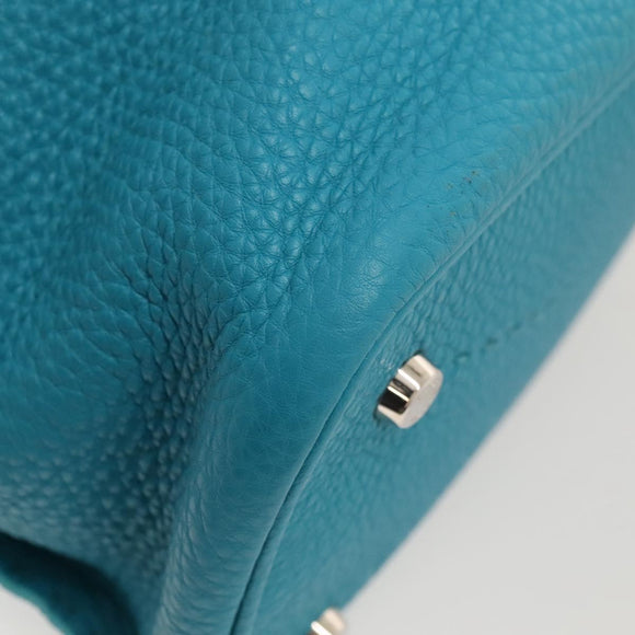 FENDI Anna Shoulder Bag Leather 2way Turquoise Blue Auth mr1226V