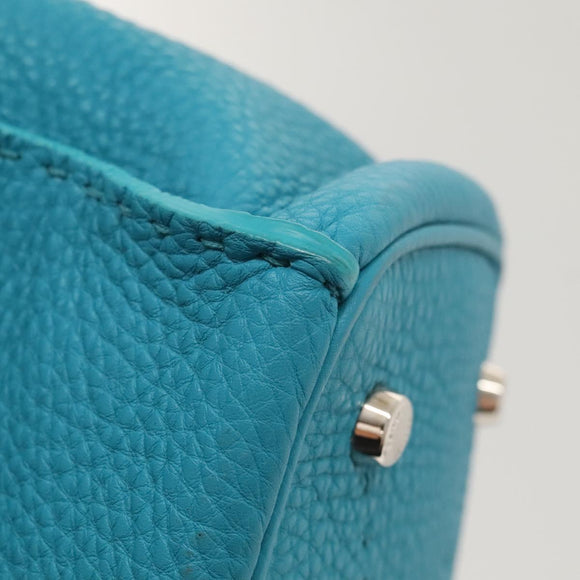 FENDI Anna Schultertasche Leder 2-Wege Türkis Blau Auth mr1226V