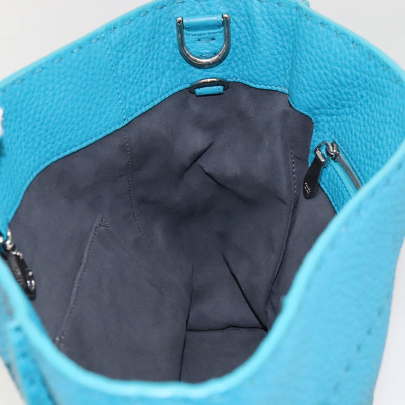 FENDI Anna Schultertasche Leder 2-Wege Türkis Blau Auth mr1226V