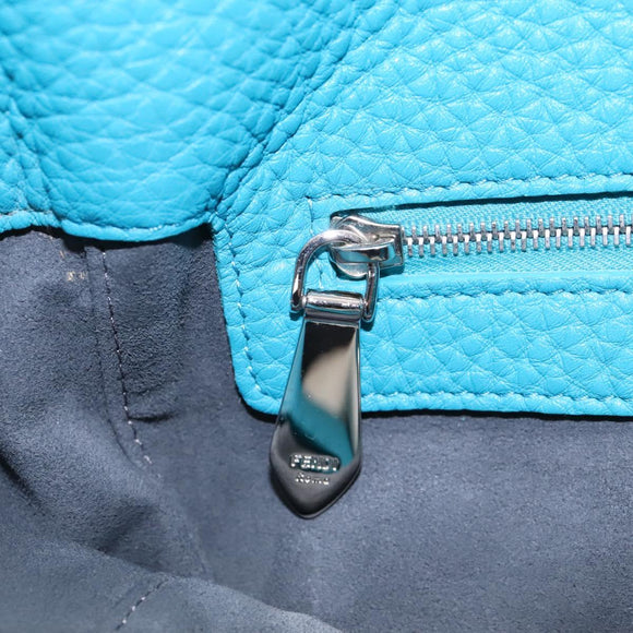 FENDI Anna Shoulder Bag Leather 2way Turquoise Blue Auth mr1226V