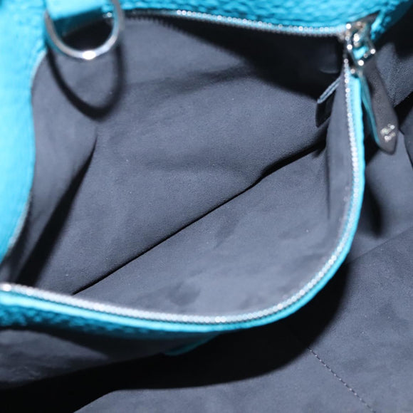 FENDI Anna Schultertasche Leder 2-Wege Türkis Blau Auth mr1226V