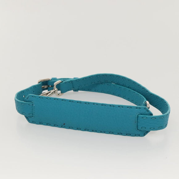FENDI Anna Shoulder Bag Leather 2way Turquoise Blue Auth mr1226V