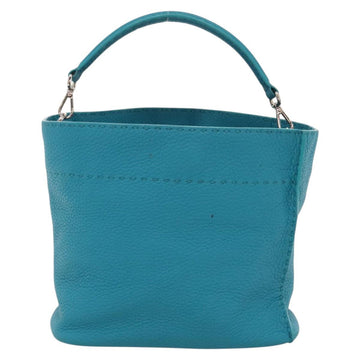 FENDI Anna Shoulder Bag Leather 2way Turquoise Blue Auth mr1226V - 0