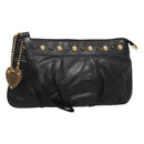 GUCCI Pouch Leather Black Gold 208570 Auth mr1227-1