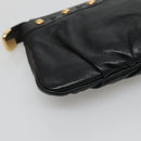 GUCCI Pouch Leather Black Gold 208570 Auth mr1227-15