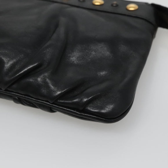 GUCCI Pouch Leather Black Gold 208570 Auth mr1227