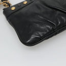 GUCCI Pouch Leather Black Gold 208570 Auth mr1227-13