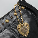 GUCCI Pouch Leather Black Gold 208570 Auth mr1227-14