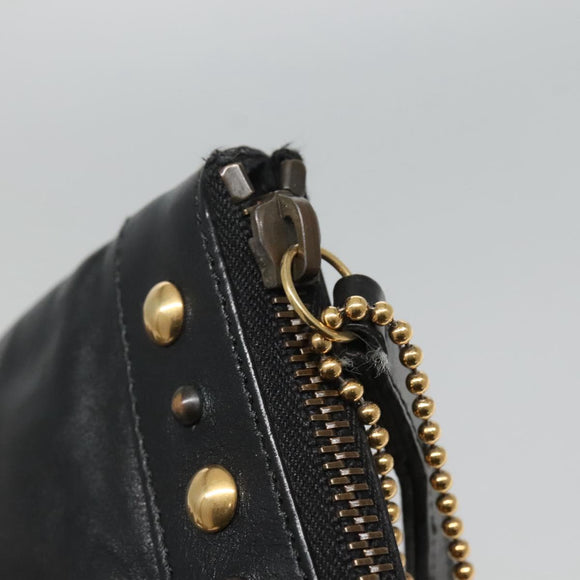 GUCCI Pouch Leather Black Gold 208570 Auth mr1227