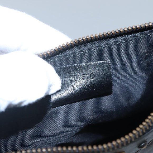 GUCCI Pouch Leather Black Gold 208570 Auth mr1227