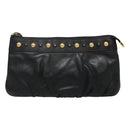 GUCCI Pouch Leather Black Gold 208570 Auth mr1227-13