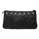 GUCCI Pouch Leather Black Gold 208570 Auth mr1227-3