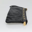 GUCCI Pouch Leather Black Gold 208570 Auth mr1227-3
