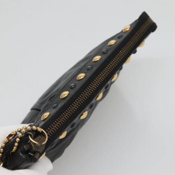 GUCCI Pouch Leather Black Gold 208570 Auth mr1227