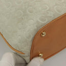 CELINE C Macadam Canvas Tote Bag Suede White Gold Auth mr1231-15