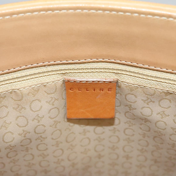 CELINE C Macadam Canvas Tote Bag Suede White Gold Auth mr1231