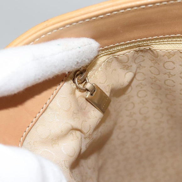 CELINE C Macadam Canvas Tote Bag Suede White Gold Auth mr1231